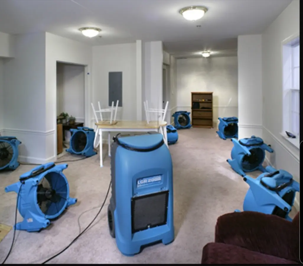 Air movers and dehumidifier setup for Water Extraction & Removal in McAllen